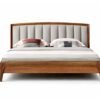 canopy teak wood king size bed in Hyderabad with upholstered headboard