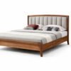 canopy teak wood king size bed in Hyderabad with upholstered headboard
