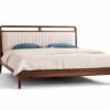 teak wood king size bed in Hyderabad with curved slat headboard and upholstery