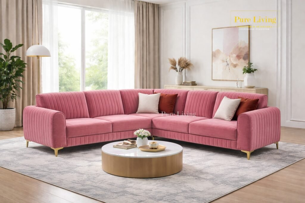 Marbo 2+2 corner fabric sofa in Hyderabad modern L shape sofa