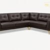 Legacy leatherette corner sofa in Hyderabad with gold legs and modern design