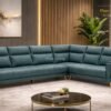 Barista leatherette corner sofa in Hyderabad with cup holders and diamond design
