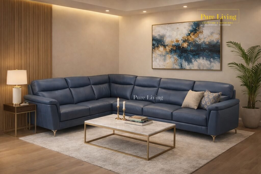 California leatherette corner sofa in Hyderabad high back L shape sofa