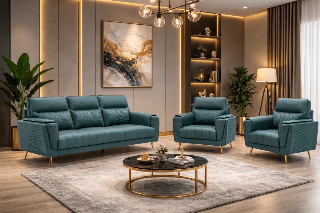 Brio leatherette 3+1+1 sofa in Hyderabad modern premium sofa set