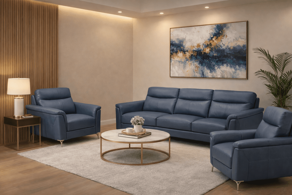 Embrace leatherette 3+1+1 sofa in Hyderabad luxury sofa set for living room