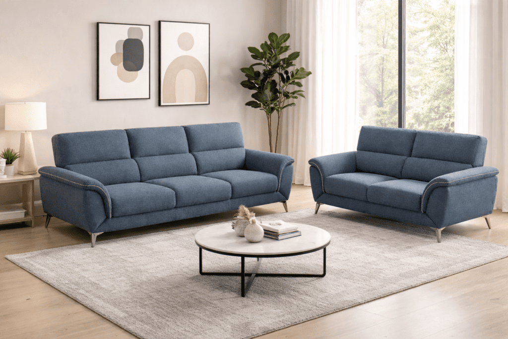 Kohinoor fabric 3+2 sofa in Hyderabad high back modern sofa set