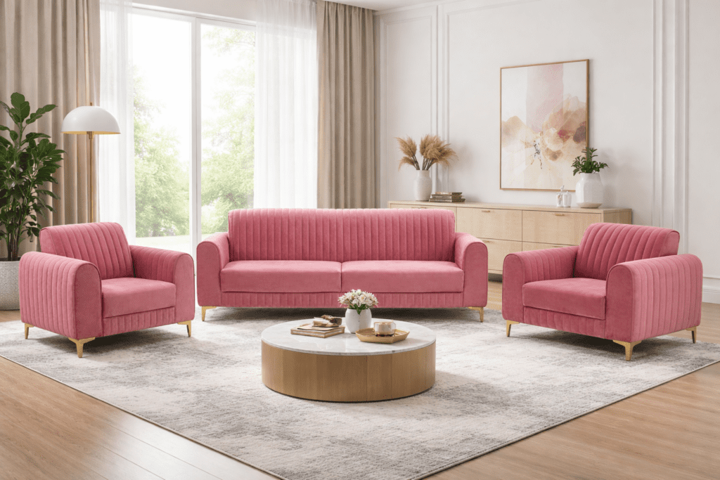 Rado fabric 3+1+1 sofa in Hyderabad modern comfortable sofa set for living room
