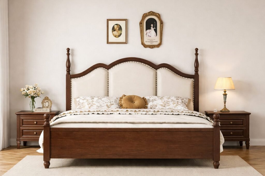 iron wood teak wood king size bed in Hyderabad upholstered wooden cot