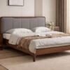 horizon teak wood king size bed in Hyderabad grey upholstered wooden cot