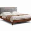 horizon teak wood king size bed in Hyderabad grey upholstered wooden cot